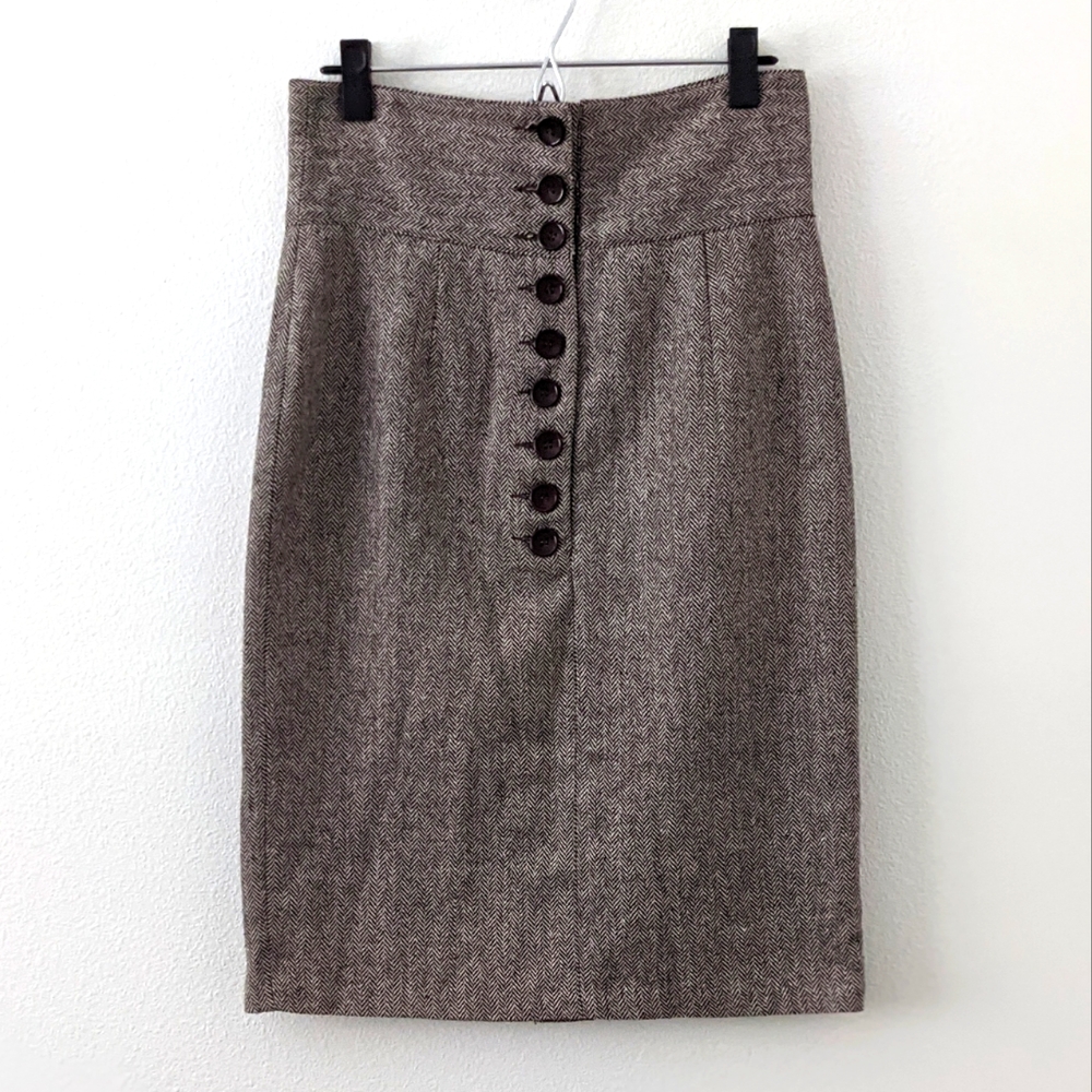 New York Story button front wool blend pencil skirt sz M